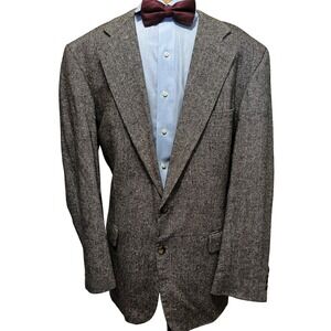 Deansgate Blazer Sport Coat Black & White Birdseye 100%‎ Silk Fully Lined 44L
